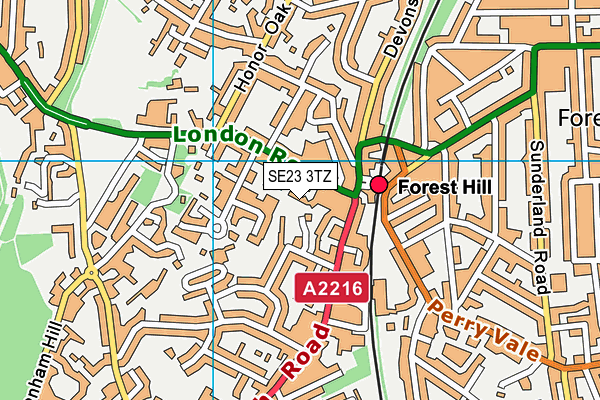 SE23 3TZ map - OS VectorMap District (Ordnance Survey) SE23 3TZ map - OS VectorMap District (Ordnance Survey)