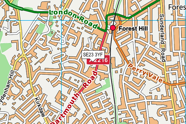 SE23 3YF map - OS VectorMap District (Ordnance Survey) SE23 3YF map - OS VectorMap District (Ordnance Survey)