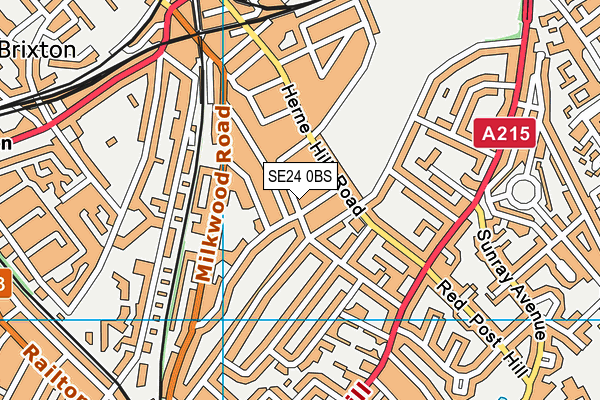 SE24 0BS map - OS VectorMap District (Ordnance Survey) SE24 0BS map - OS VectorMap District (Ordnance Survey)