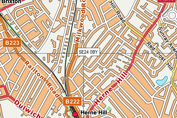 SE24 0BY map - OS VectorMap District (Ordnance Survey) SE24 0BY map - OS VectorMap District (Ordnance Survey)