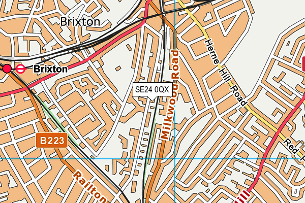 SE24 0QX map - OS VectorMap District (Ordnance Survey) SE24 0QX map - OS VectorMap District (Ordnance Survey)