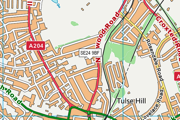 SE24 9BF map - OS VectorMap District (Ordnance Survey) SE24 9BF map - OS VectorMap District (Ordnance Survey)