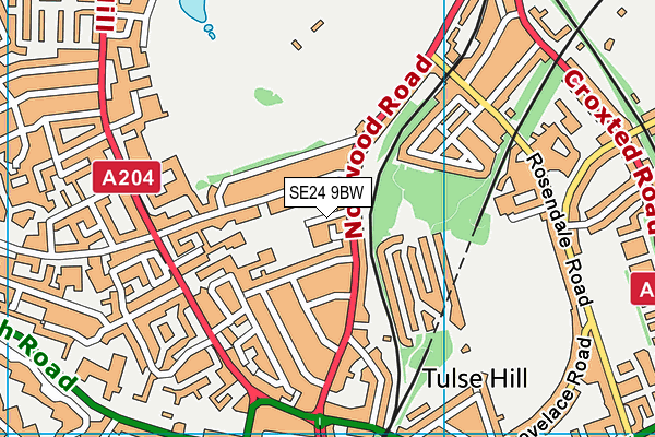 SE24 9BW map - OS VectorMap District (Ordnance Survey) SE24 9BW map - OS VectorMap District (Ordnance Survey)