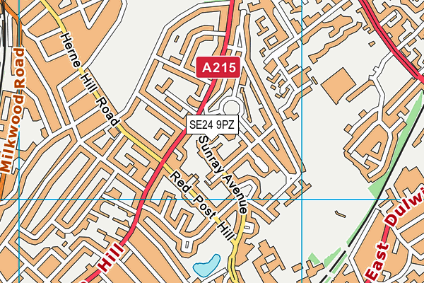SE24 9PZ map - OS VectorMap District (Ordnance Survey) SE24 9PZ map - OS VectorMap District (Ordnance Survey)