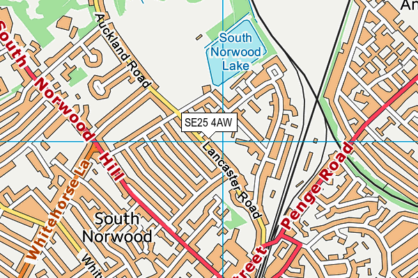 SE25 4AW map - OS VectorMap District (Ordnance Survey) SE25 4AW map - OS VectorMap District (Ordnance Survey)