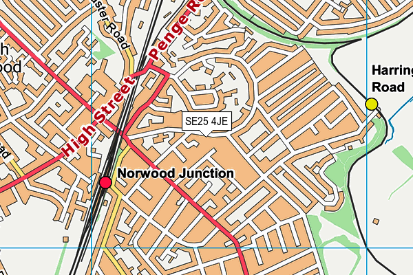SE25 4JE map - OS VectorMap District (Ordnance Survey)