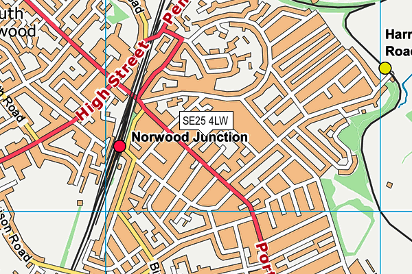 SE25 4LW map - OS VectorMap District (Ordnance Survey) SE25 4LW map - OS VectorMap District (Ordnance Survey)