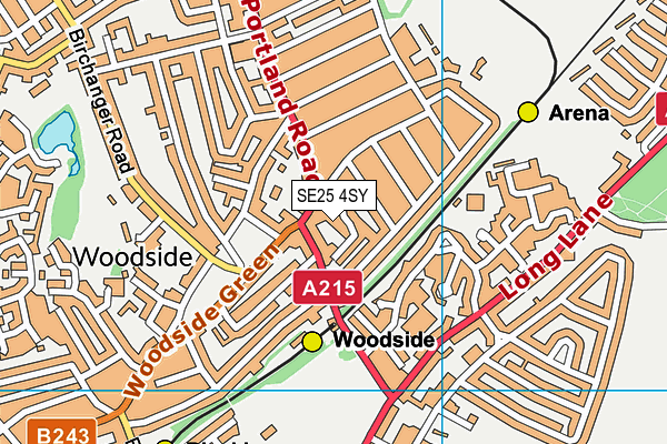 SE25 4SY map - OS VectorMap District (Ordnance Survey) SE25 4SY map - OS VectorMap District (Ordnance Survey)