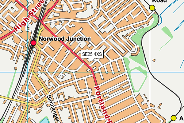 SE25 4XS map - OS VectorMap District (Ordnance Survey) SE25 4XS map - OS VectorMap District (Ordnance Survey)