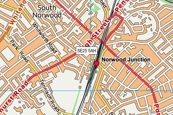 SE25 5AH map - OS VectorMap District (Ordnance Survey) SE25 5AH map - OS VectorMap District (Ordnance Survey)