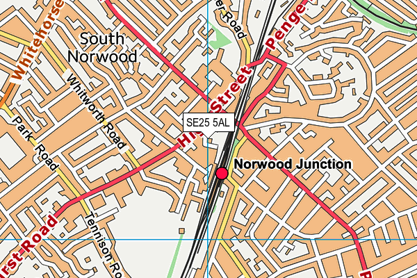 SE25 5AL map - OS VectorMap District (Ordnance Survey) SE25 5AL map - OS VectorMap District (Ordnance Survey)