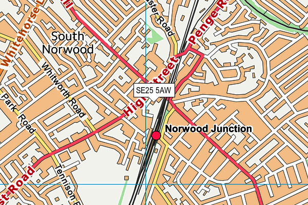 SE25 5AW map - OS VectorMap District (Ordnance Survey) SE25 5AW map - OS VectorMap District (Ordnance Survey)