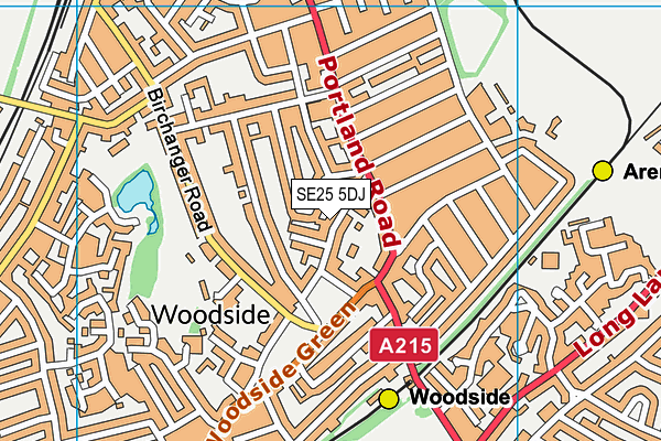 SE25 5DJ map - OS VectorMap District (Ordnance Survey) SE25 5DJ map - OS VectorMap District (Ordnance Survey)