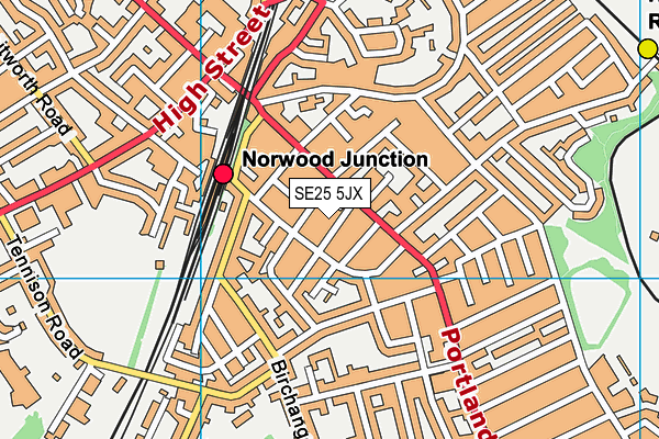 SE25 5JX map - OS VectorMap District (Ordnance Survey) SE25 5JX map - OS VectorMap District (Ordnance Survey)