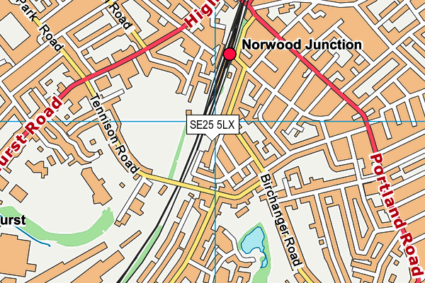 SE25 5LX map - OS VectorMap District (Ordnance Survey)
