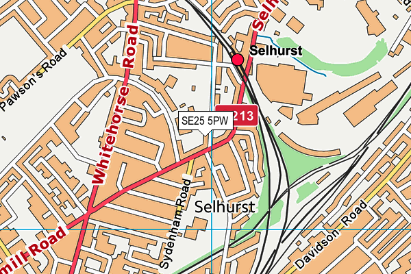 SE25 5PW map - OS VectorMap District (Ordnance Survey) SE25 5PW map - OS VectorMap District (Ordnance Survey)