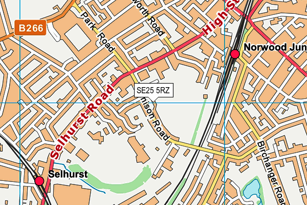 SE25 5RZ map - OS VectorMap District (Ordnance Survey) SE25 5RZ map - OS VectorMap District (Ordnance Survey)