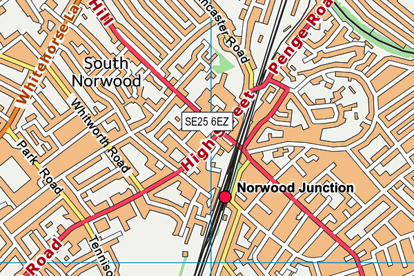 SE25 6EZ map - OS VectorMap District (Ordnance Survey) SE25 6EZ map - OS VectorMap District (Ordnance Survey)