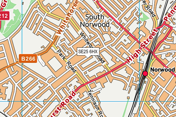 SE25 6HX map - OS VectorMap District (Ordnance Survey) SE25 6HX map - OS VectorMap District (Ordnance Survey)