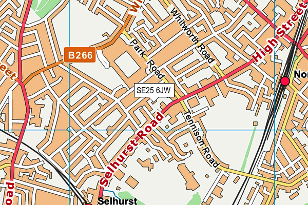 SE25 6JW map - OS VectorMap District (Ordnance Survey) SE25 6JW map - OS VectorMap District (Ordnance Survey)