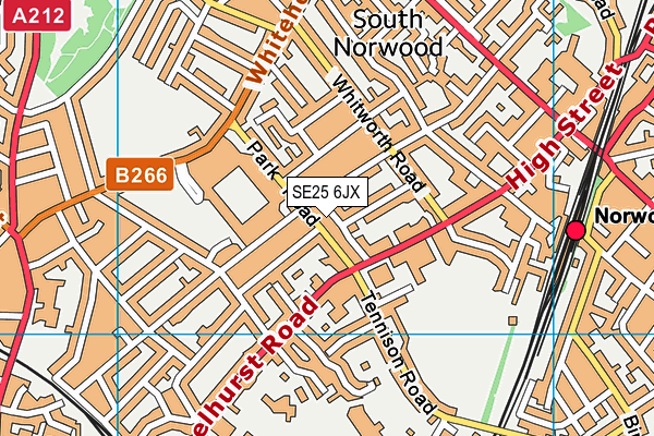 SE25 6JX map - OS VectorMap District (Ordnance Survey) SE25 6JX map - OS VectorMap District (Ordnance Survey)
