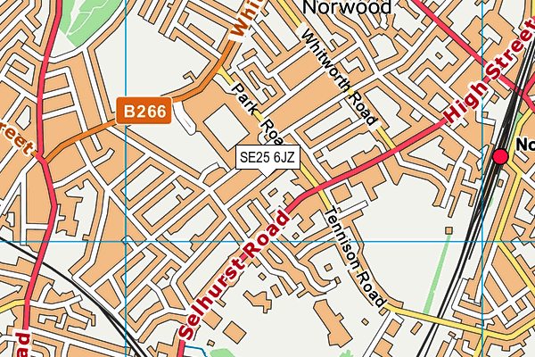 SE25 6JZ map - OS VectorMap District (Ordnance Survey) SE25 6JZ map - OS VectorMap District (Ordnance Survey)
