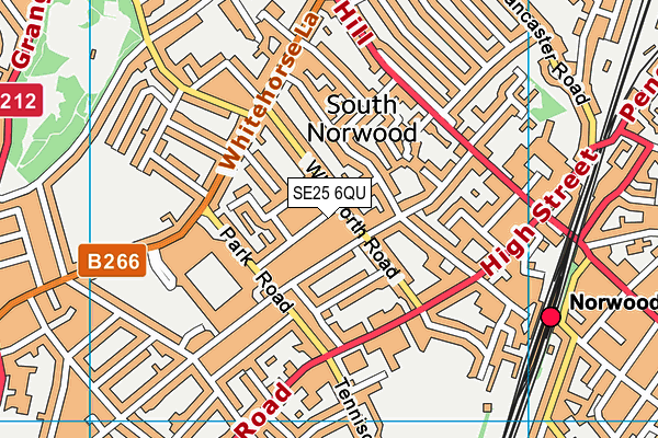 SE25 6QU map - OS VectorMap District (Ordnance Survey) SE25 6QU map - OS VectorMap District (Ordnance Survey)