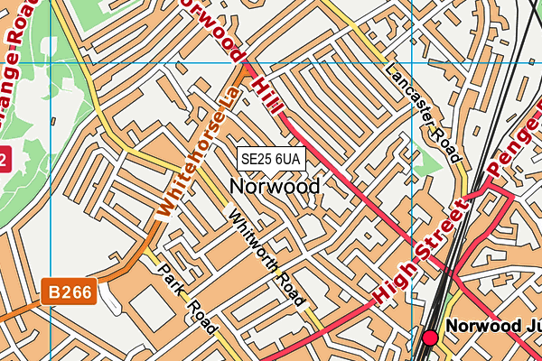 SE25 6UA map - OS VectorMap District (Ordnance Survey) SE25 6UA map - OS VectorMap District (Ordnance Survey)
