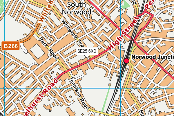 SE25 6XD map - OS VectorMap District (Ordnance Survey)