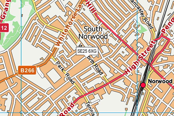 SE25 6XG map - OS VectorMap District (Ordnance Survey) SE25 6XG map - OS VectorMap District (Ordnance Survey)