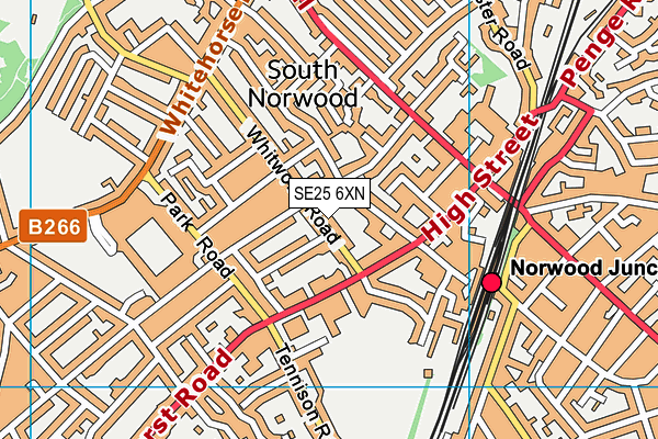 SE25 6XN map - OS VectorMap District (Ordnance Survey)