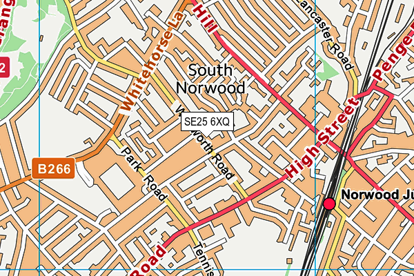 SE25 6XQ map - OS VectorMap District (Ordnance Survey)