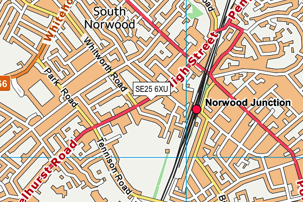 SE25 6XU map - OS VectorMap District (Ordnance Survey) SE25 6XU map - OS VectorMap District (Ordnance Survey)
