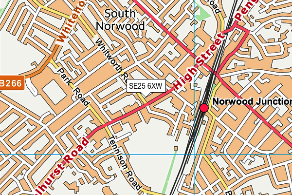 SE25 6XW map - OS VectorMap District (Ordnance Survey)
