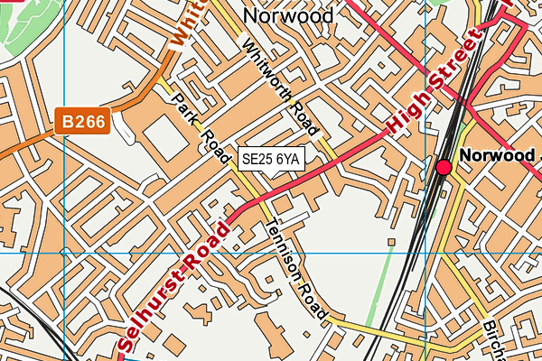SE25 6YA map - OS VectorMap District (Ordnance Survey) SE25 6YA map - OS VectorMap District (Ordnance Survey)