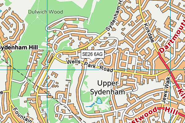 SE26 6AG map - OS VectorMap District (Ordnance Survey) SE26 6AG map - OS VectorMap District (Ordnance Survey)