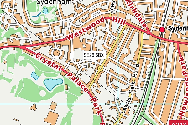 SE26 6BX map - OS VectorMap District (Ordnance Survey) SE26 6BX map - OS VectorMap District (Ordnance Survey)