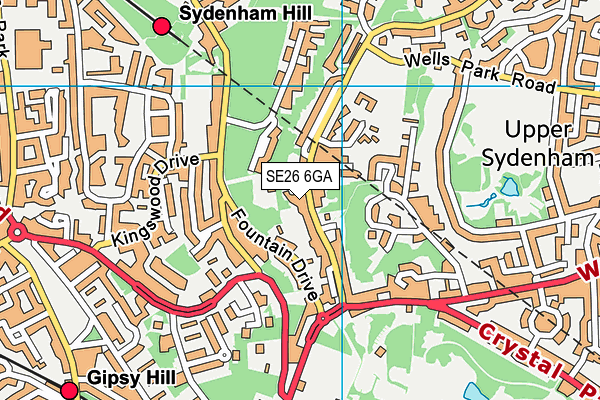 SE26 6GA map - OS VectorMap District (Ordnance Survey) SE26 6GA map - OS VectorMap District (Ordnance Survey)