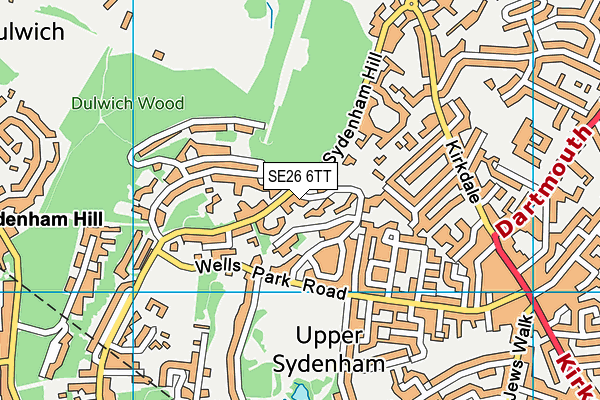 SE26 6TT map - OS VectorMap District (Ordnance Survey) SE26 6TT map - OS VectorMap District (Ordnance Survey)
