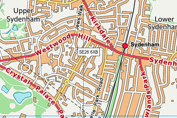 SE26 6XB map - OS VectorMap District (Ordnance Survey) SE26 6XB map - OS VectorMap District (Ordnance Survey)