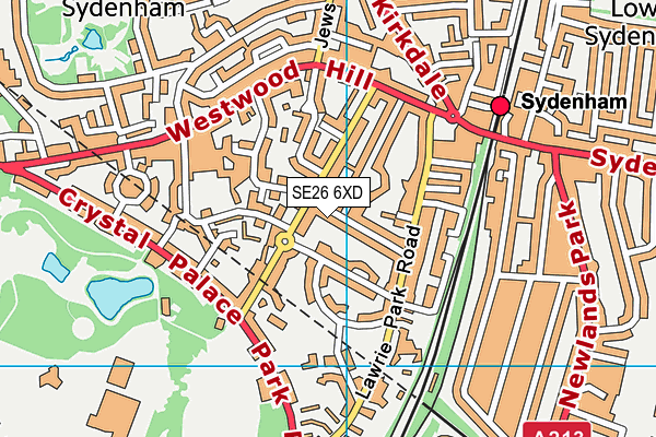 SE26 6XD map - OS VectorMap District (Ordnance Survey) SE26 6XD map - OS VectorMap District (Ordnance Survey)