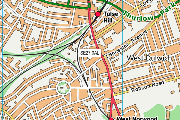 SE27 0AL map - OS VectorMap District (Ordnance Survey) SE27 0AL map - OS VectorMap District (Ordnance Survey)