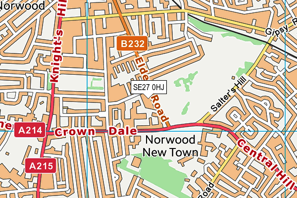 SE27 0HJ map - OS VectorMap District (Ordnance Survey) SE27 0HJ map - OS VectorMap District (Ordnance Survey)
