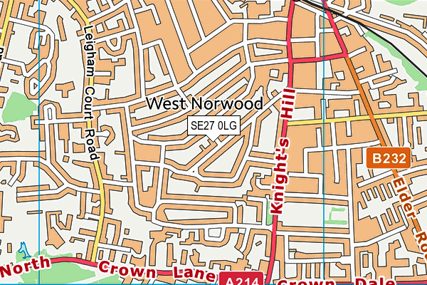 SE27 0LG map - OS VectorMap District (Ordnance Survey) SE27 0LG map - OS VectorMap District (Ordnance Survey)