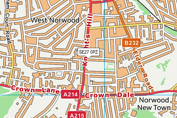 SE27 0PZ map - OS VectorMap District (Ordnance Survey) SE27 0PZ map - OS VectorMap District (Ordnance Survey)