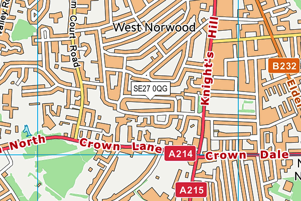 SE27 0QG map - OS VectorMap District (Ordnance Survey) SE27 0QG map - OS VectorMap District (Ordnance Survey)