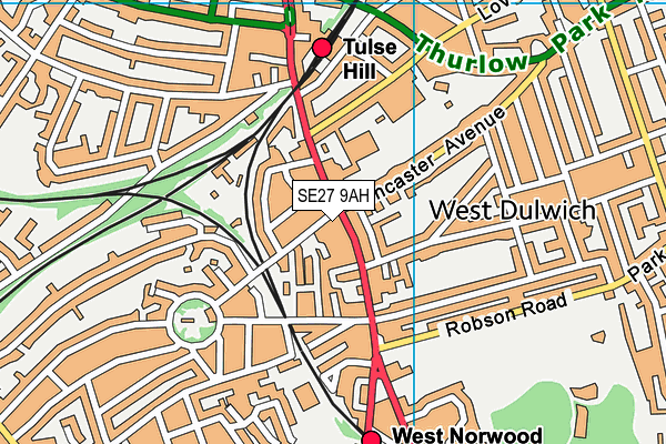 SE27 9AH map - OS VectorMap District (Ordnance Survey) SE27 9AH map - OS VectorMap District (Ordnance Survey)