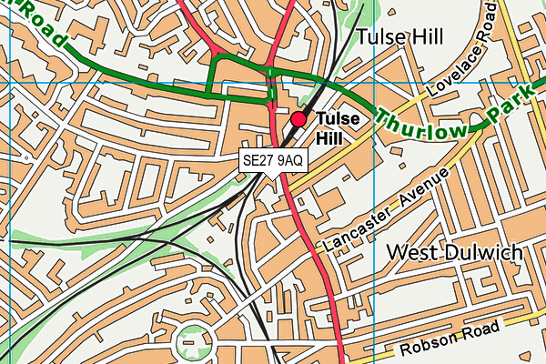 SE27 9AQ map - OS VectorMap District (Ordnance Survey) SE27 9AQ map - OS VectorMap District (Ordnance Survey)