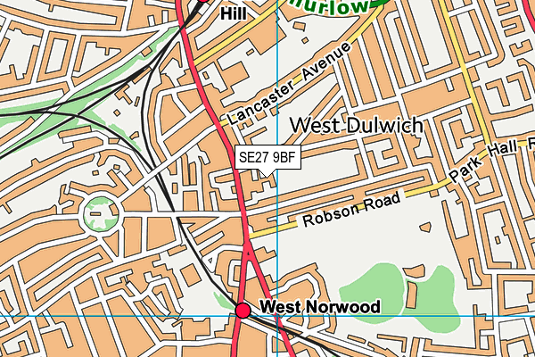 SE27 9BF map - OS VectorMap District (Ordnance Survey) SE27 9BF map - OS VectorMap District (Ordnance Survey)