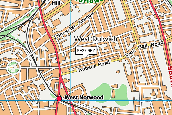 SE27 9EZ map - OS VectorMap District (Ordnance Survey) SE27 9EZ map - OS VectorMap District (Ordnance Survey)